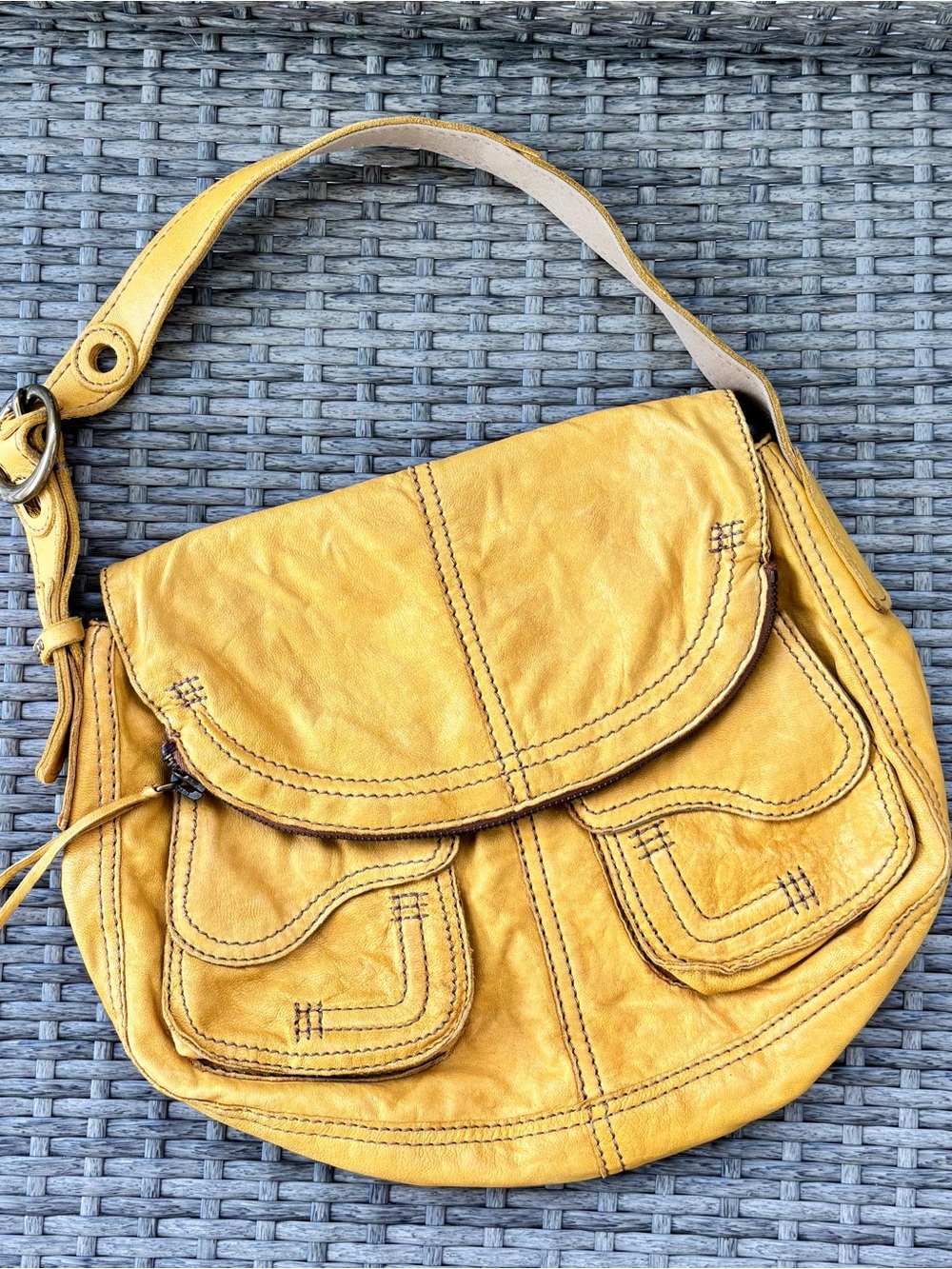 Lucky Brand Yellow Genuine Lamb Leather - Slouchy Shoulder Bag - Picture 2 of 15